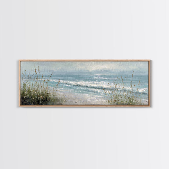 Coastal Grasses Moving Framed Canvas Print, Coastal Art, Neutral Decor, Coastal Decor, Fine Art, Coastal, Wall Art, Home Decor, COA-3x1-44