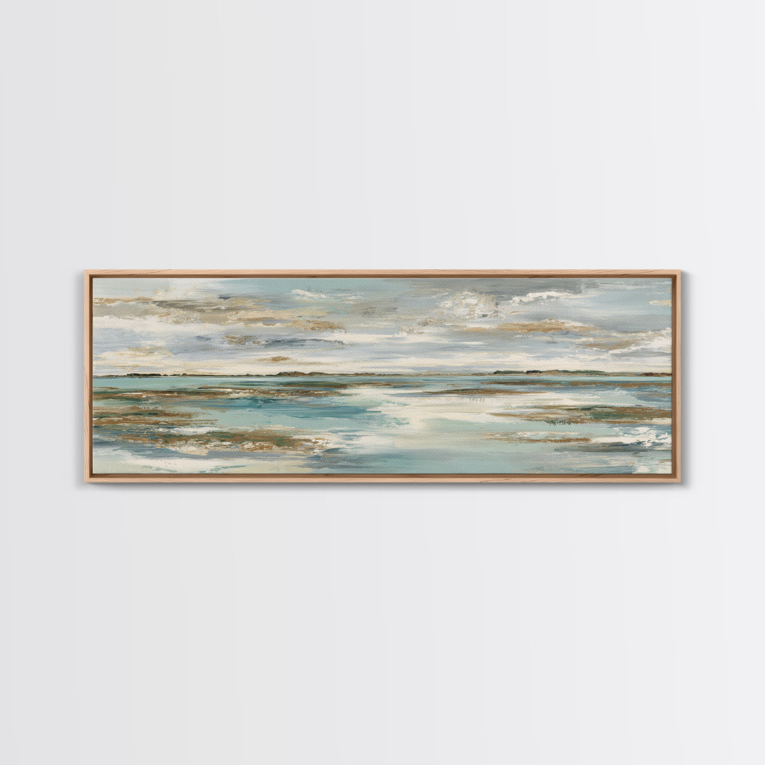 Abstract Seafoam Patterns Framed Canvas Print, Coastal Art, Bird Art, Coastal Decor, Fine Art, Coastal, Living Room Art, COA-3x1-58