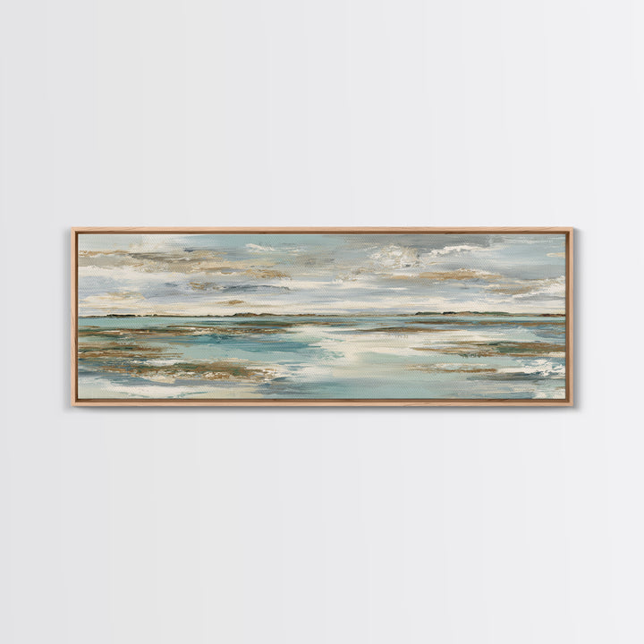 Abstract Seafoam Patterns Framed Canvas Print, Coastal Art, Bird Art, Coastal Decor, Fine Art, Coastal, Living Room Art, COA-3x1-58