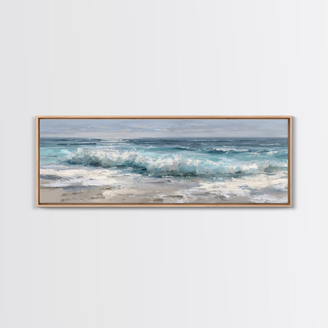 Moonlit Ocean with Silver Surf Canvas Print, Coastal Art, Gallery Decor, Coastal Decor, Fine Art, Coastal, Contemporary Art, COA-3x1-62