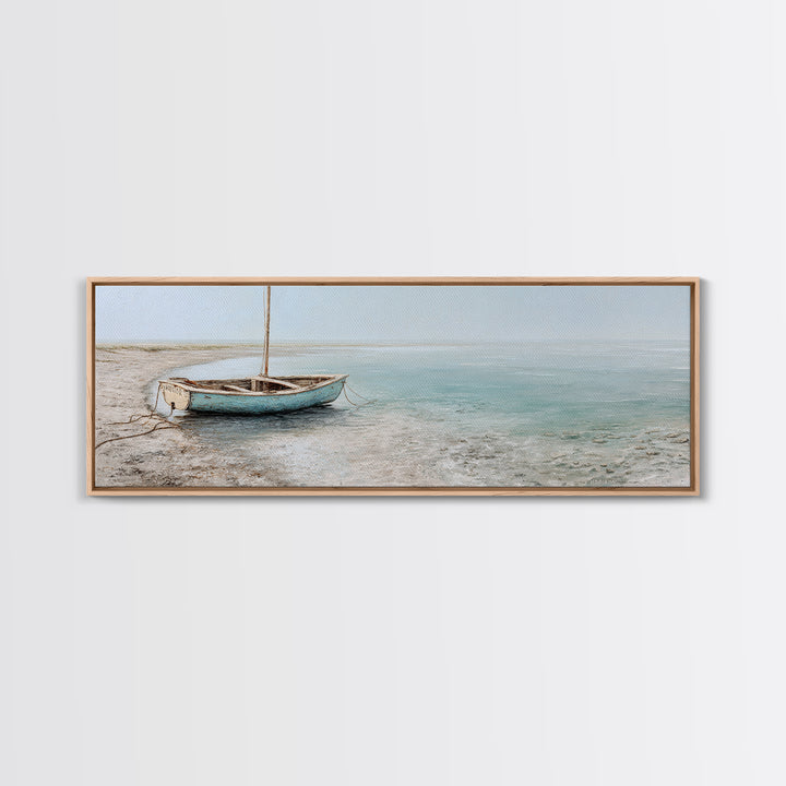 Weathered Sailboat on Calm Morning Water Canvas Print, Coastal Art, Nautical Decor, Coastal Decor, Fine Art, Coastal, COA-3x1-66