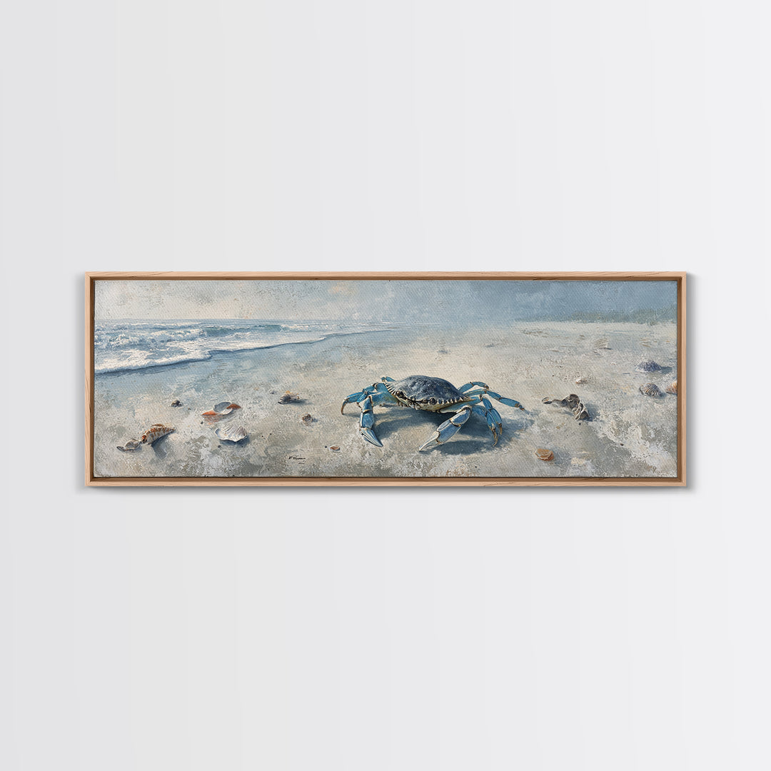 Blue Crab Illustration Canvas Print, Coastal Art, Wall Decor, Coastal Decor, Coastal, Nautical Decor, Coastal Wall Art, COA-3x1-78