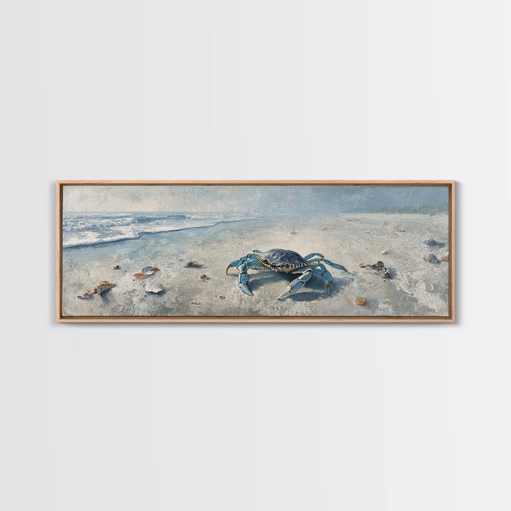 Blue Crab Illustration Canvas Print, Coastal Art, Wall Decor, Coastal Decor, Coastal, Nautical Decor, Coastal Wall Art, COA-3x1-78