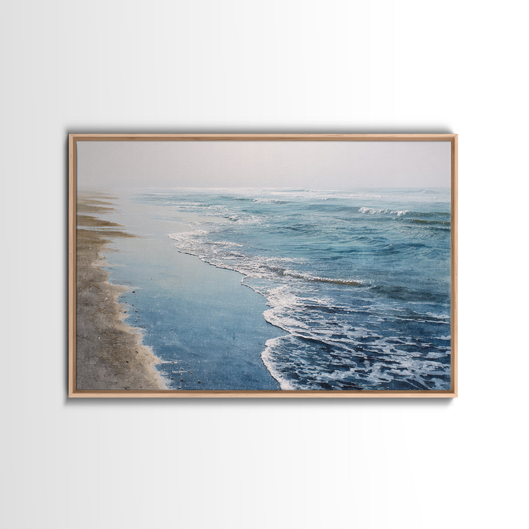 Minimal Wave Line Drawing Framed Canvas Print, Coastal Art, Coastal, Coastal Decor, Abstract Art, Coastal, Minimalist Decor, COA-3x2-60