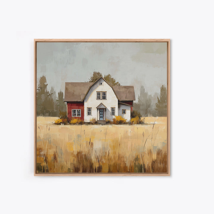 White Farmhouse Surrounded by Tall Grass Canvas Print, Country Art, Farmhouse Wall Decor, Farmhouse Decor, Fine Art, Country, COU-1x1-10