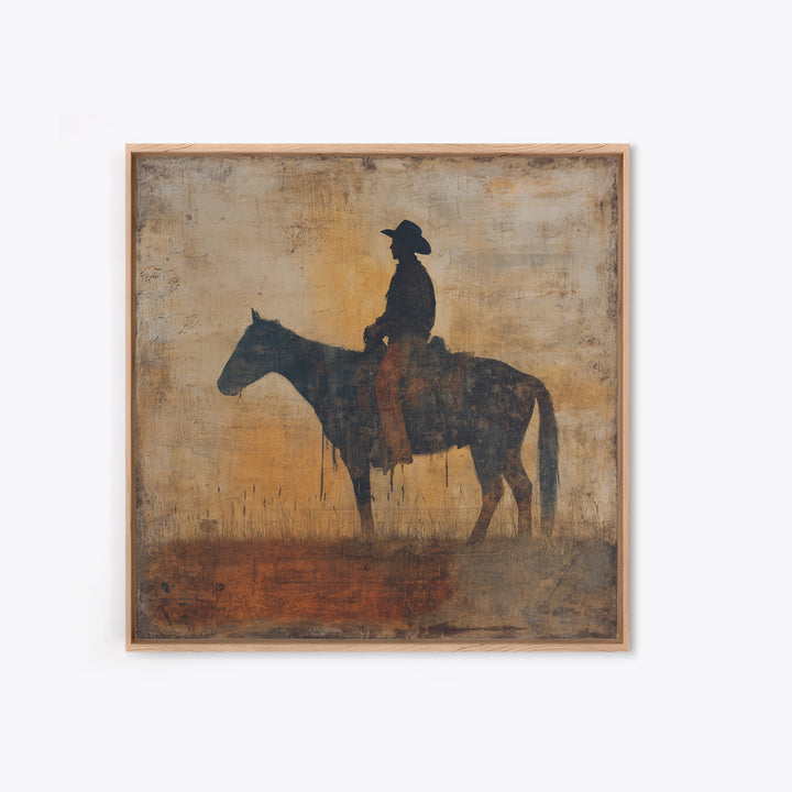 Horse and Rider Silhouette at Dusk Canvas Print, Country Art, French Country Decor, Farmhouse Decor, Fine Art, Country, COU-1x1-17
