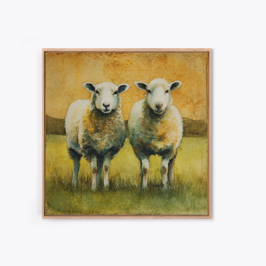 Watercolor Sheep in a Green Pasture Canvas Print, Country Art, Oil Painting, Farmhouse Decor, Country, Digital Art Prints, COU-1x1-23
