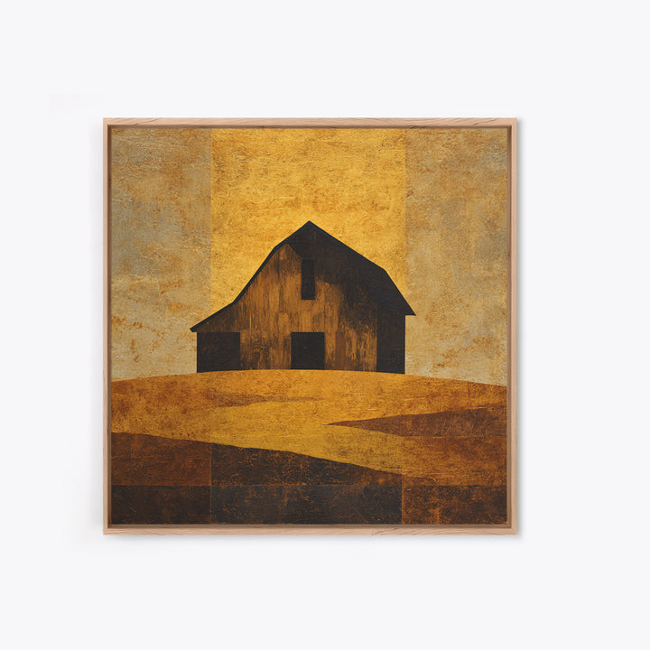 Rustic Barn Silhouette Framed Canvas Print, Country Art, Farmhouse Decor, Country, Gallery Wall Art, Landscape Wall Art, COU-1x1-27