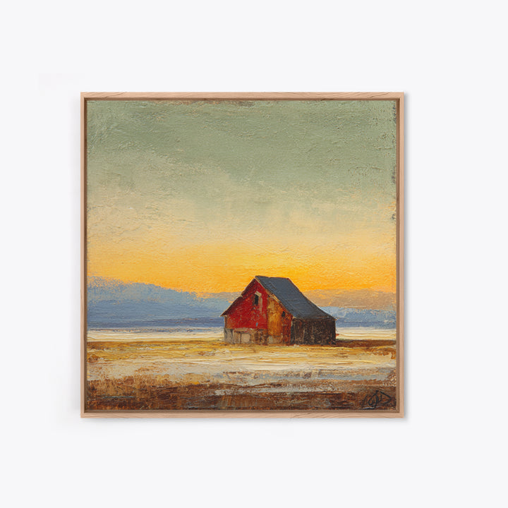 Rustic Barn Silhouette Canvas Print, Country Art, Digital Wall Art, Farmhouse Decor, Abstract Art, Country, Floral Wall Art, COU-1x1-3