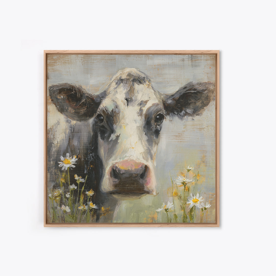 Cow Portrait with Gentle Farmhouse Personality Canvas Print, Country Art, Home Decor, Farmhouse Decor, Fine Art, Country, COU-1x1-4