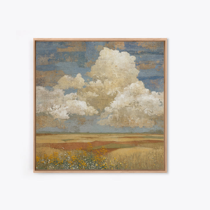 Cornfield under Dramatic Summer Clouds Framed Canvas Print, Country Art, Floral Wall Art, Farmhouse Decor, Abstract Art, COU-1x1-42