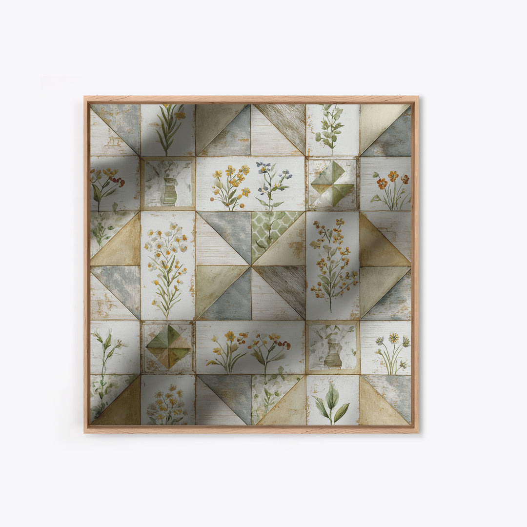 Quilt Geometric Folk Pattern Canvas Print, Country Art, Farmhouse Wall Decor, Farmhouse Decor, Abstract Art, Country, COU-1x1-60