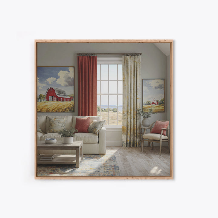 Cornfield under Dramatic Summer Clouds Framed Canvas Print, Country Art, Floral Wall Art, Farmhouse Decor, Abstract Art, COU-1x1-66