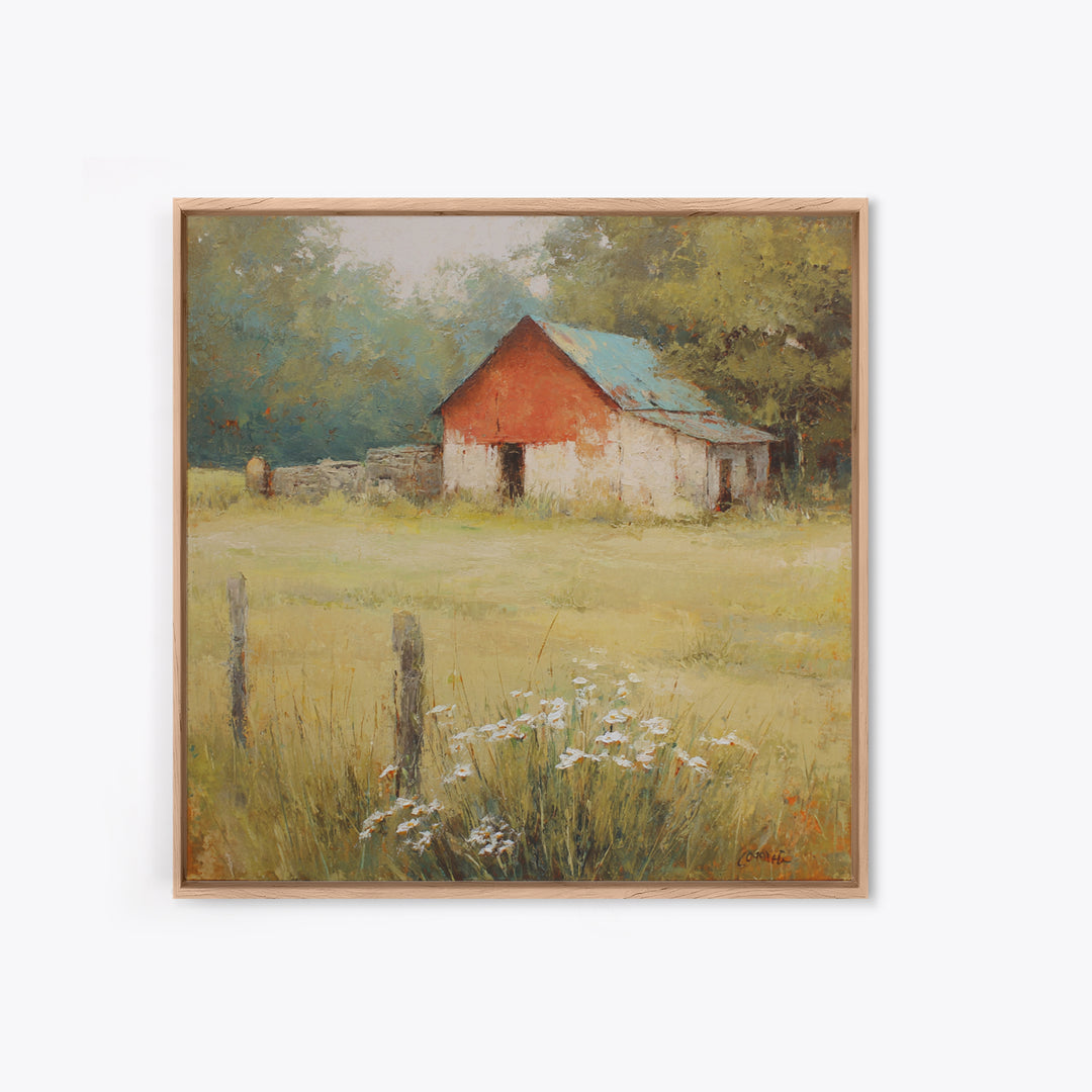 Apple Orchard with Warm Autumn Light Framed Canvas Print, Country Art, Gallery Decor, Farmhouse Decor, Fine Art, Country, COU-1x1-78