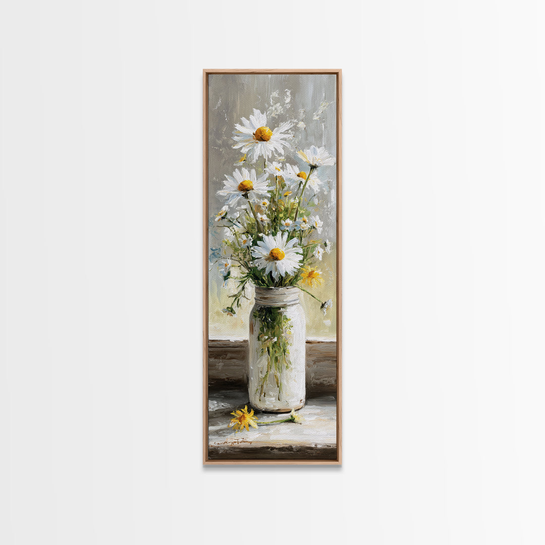 Milk Can and Daisies Rustic Still Life Canvas Print, Country Art, Eclectic Wall Art, Farmhouse Decor, Watercolor Art, Country, COU-1x3-1