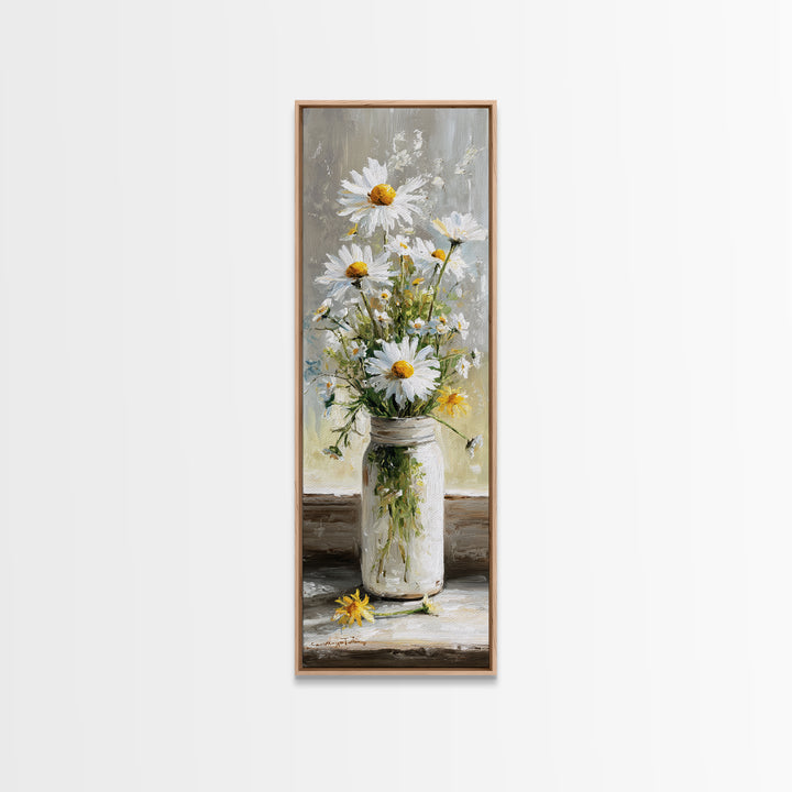 Milk Can and Daisies Rustic Still Life Canvas Print, Country Art, Eclectic Wall Art, Farmhouse Decor, Watercolor Art, Country, COU-1x3-1