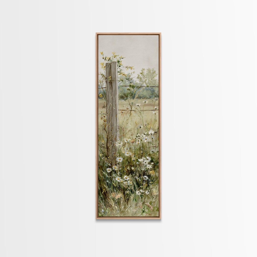 Wildflower Meadow Beside an Old Fence Canvas Print, Country Art, French Country, Farmhouse Decor, Country, Luxury Decor, COU-1x3-14