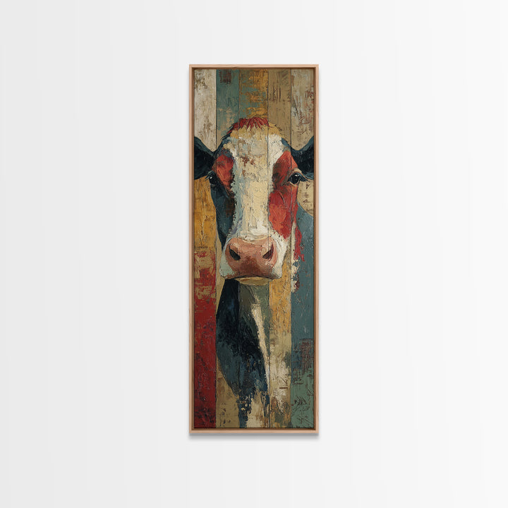 Cow Portrait with Gentle Farmhouse Personality Canvas Print, Country Art, Boho Decor, Farmhouse Decor, Fine Art, Country, COU-1x3-16