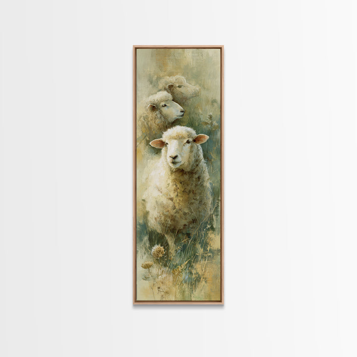 Watercolor Sheep in a Green Pasture Canvas Print, Country Art, Wall Art, Farmhouse Decor, Fine Art, Country, Digital Print, COU-1x3-35