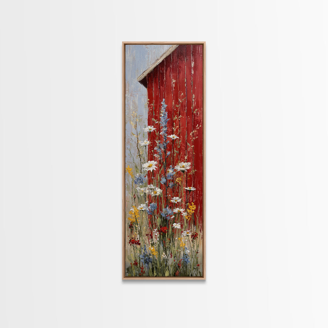Wildflower Meadow Beside an Old Fence Canvas Print, Country Art, French Country, Farmhouse Decor, Country, Luxury Decor, COU-1x3-38