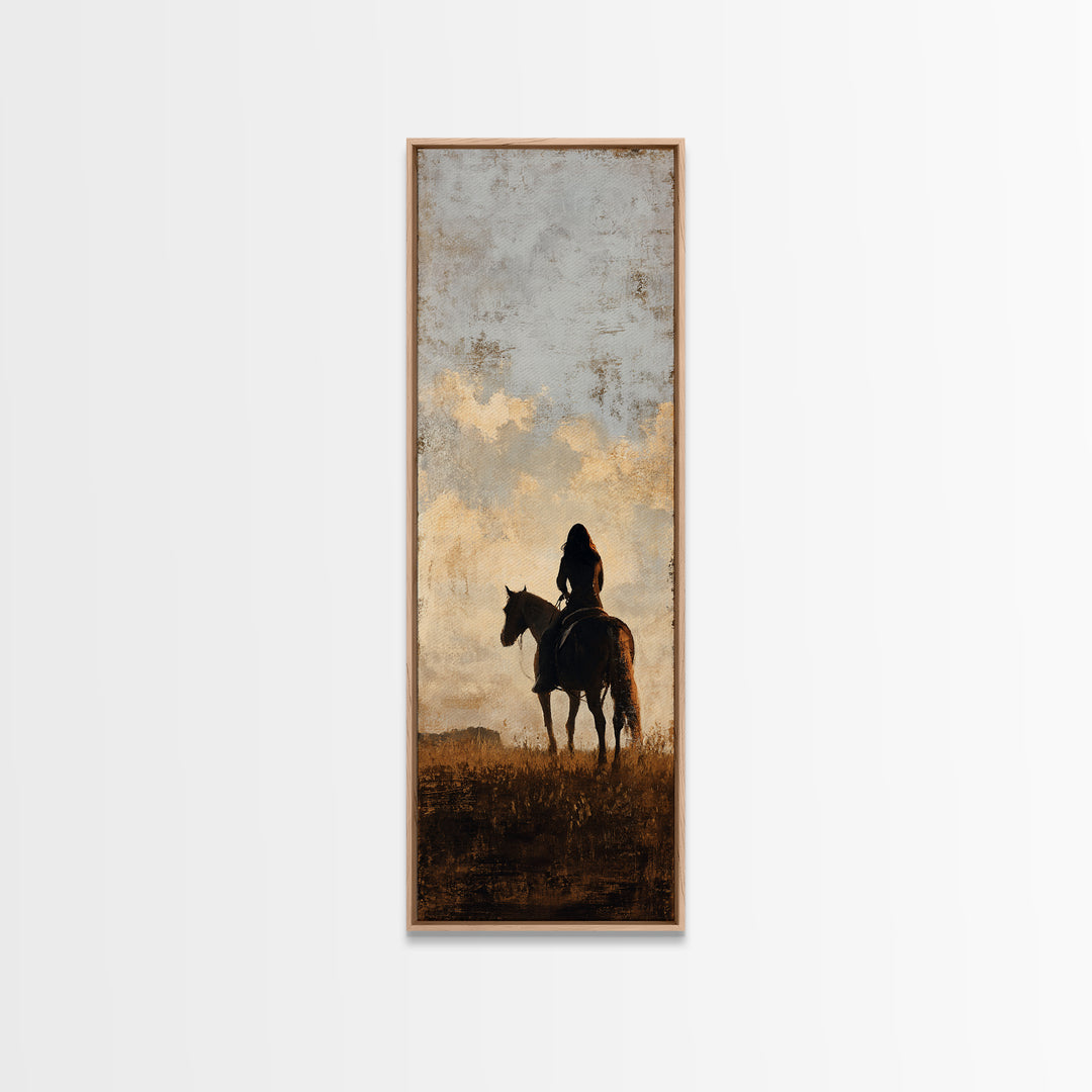 Horse and Rider Silhouette at Dusk Canvas Print, Country Art, Farmhouse Wall Art, Farmhouse Decor, Fine Art, Country, COU-1x3-5