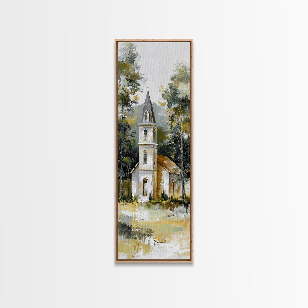 Country Church Steeple Beyond Trees Canvas Print, Country Art, Contemporary Art, Farmhouse Decor, Fine Art, Country, COU-1x3-7