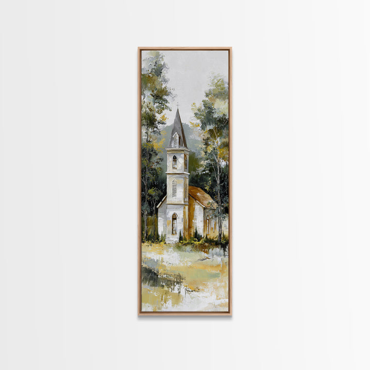 Country Church Steeple Beyond Trees Canvas Print, Country Art, Contemporary Art, Farmhouse Decor, Fine Art, Country, COU-1x3-7