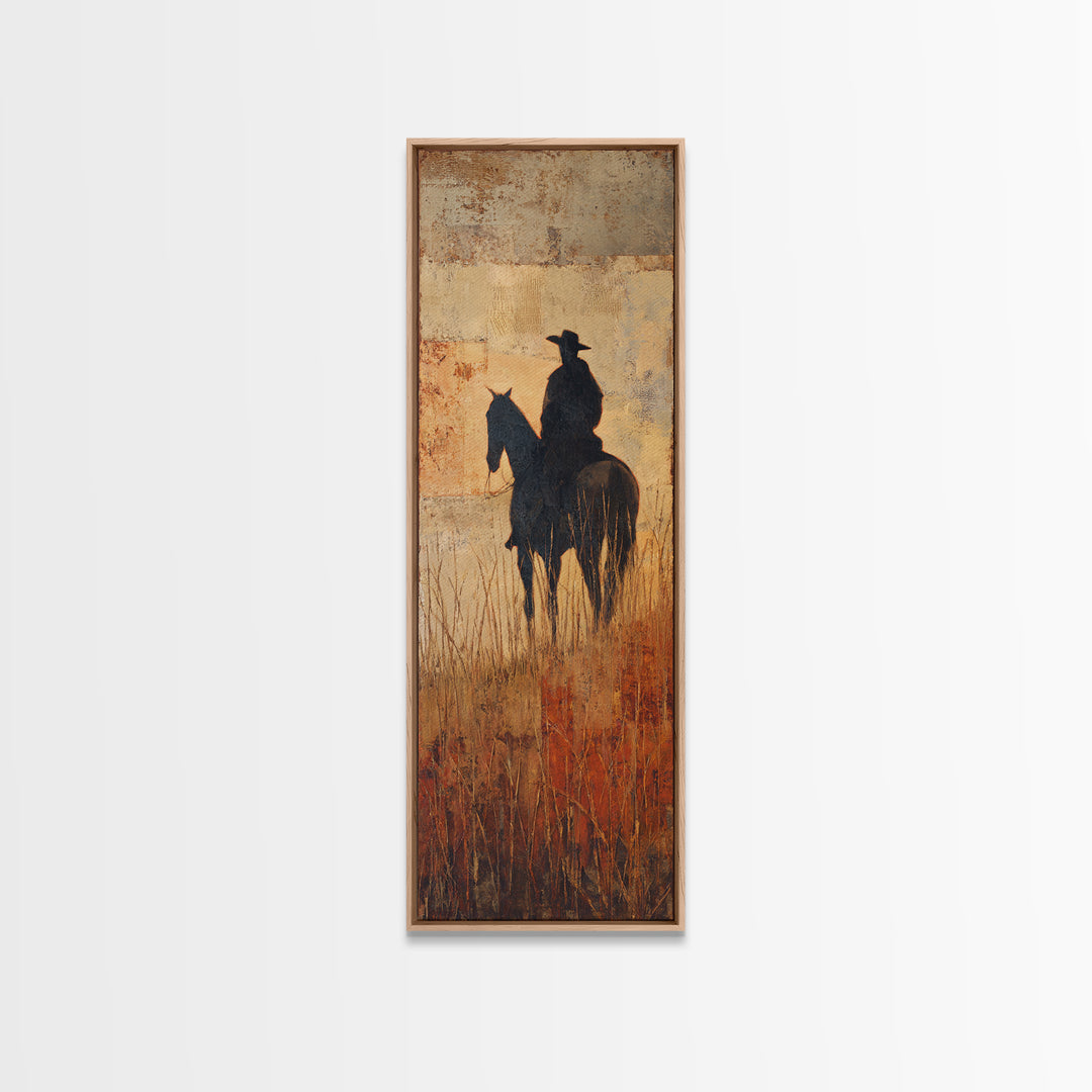 Horse and Rider Silhouette at Dusk Canvas Print, Country Art, Luxury Decor, Farmhouse Decor, Fine Art, Country, COU-1x3-77