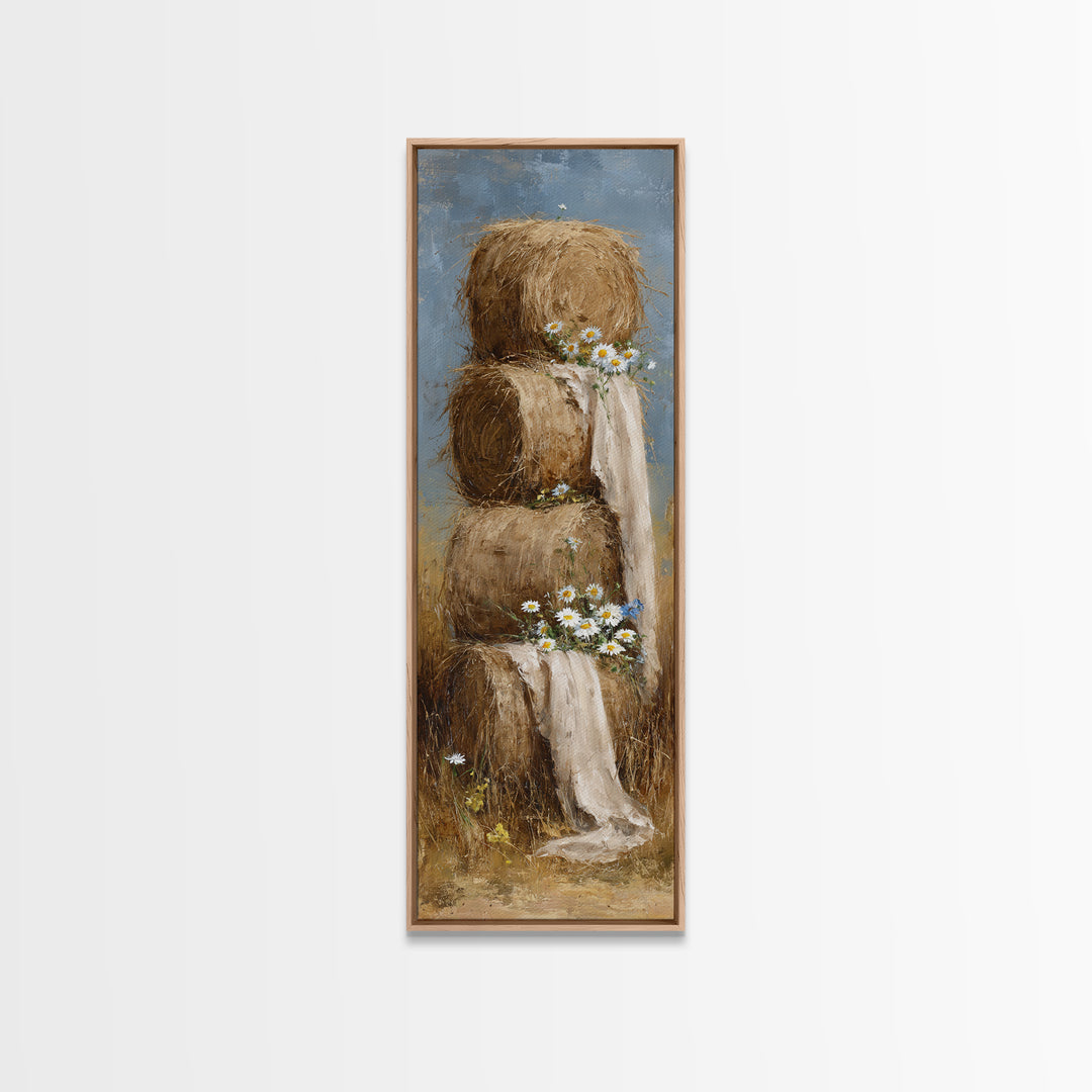 Hay Bales in Late Afternoon Sun Framed Canvas Print, Country Art, Fine Art Print, Farmhouse Decor, Fine Art, Country, COU-1x3-8