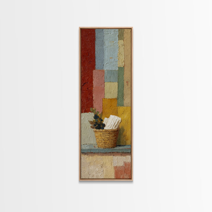 Blackberry Basket with Linen Cloth Canvas Print, Country Art, Farmhouse Decor, Abstract Art, Country, French Country, COU-1x3-81