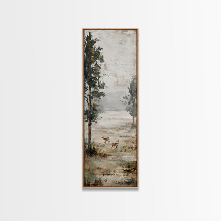 Deer Crossing a Misty Morning Field Canvas Print, Country Art, French Country, Farmhouse Decor, Fine Art, Country, Luxury Decor, COU-1x3-95