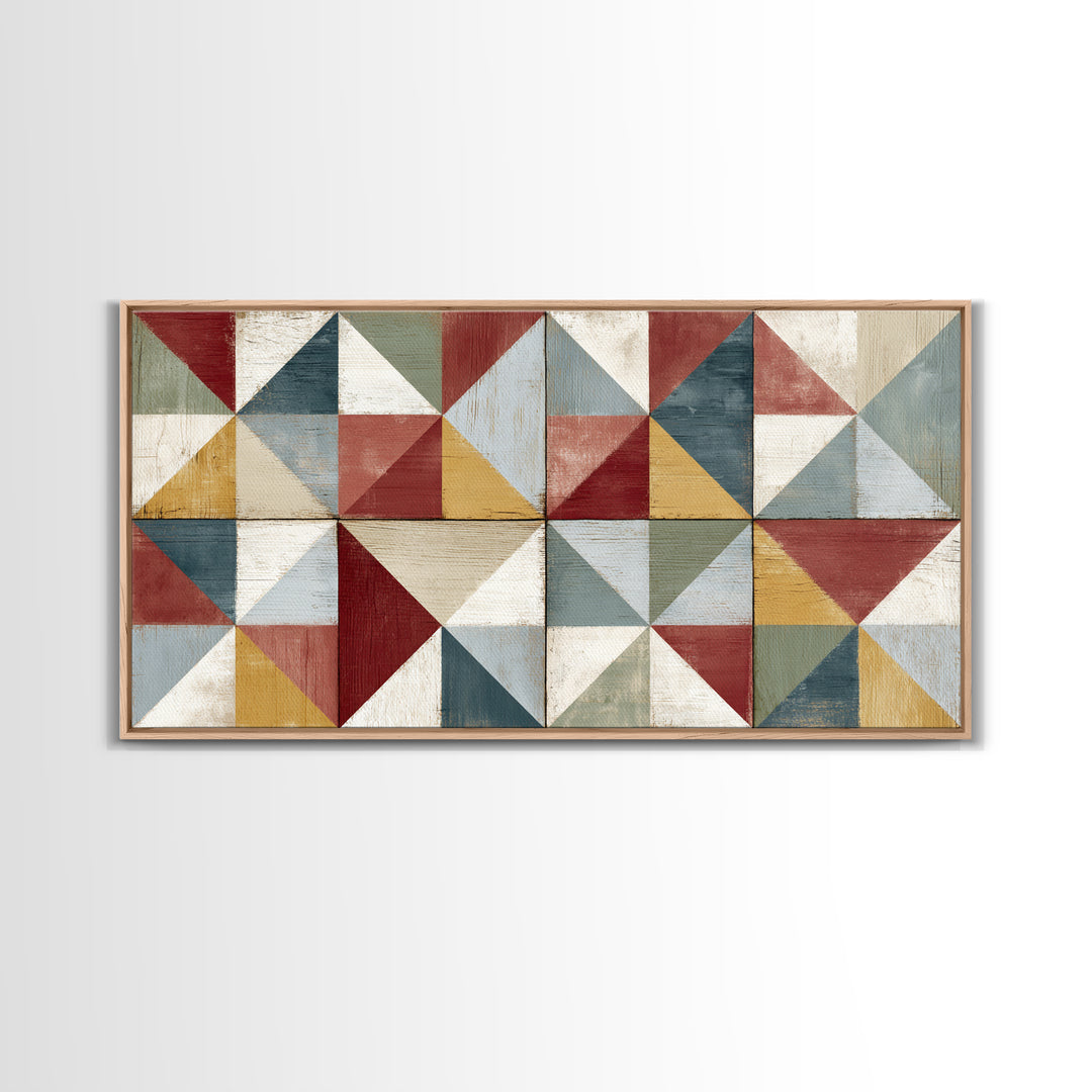 Quilt Geometric Folk Pattern Canvas Print, Country Art, Contemporary Art, Farmhouse Decor, Abstract Art, Country, COU-2x1-32