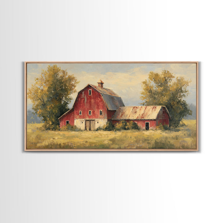Apple Orchard with Warm Autumn Light Framed Canvas Print, Country Art, Minimalist Decor, Farmhouse Decor, Fine Art, Country, COU-2x1-50