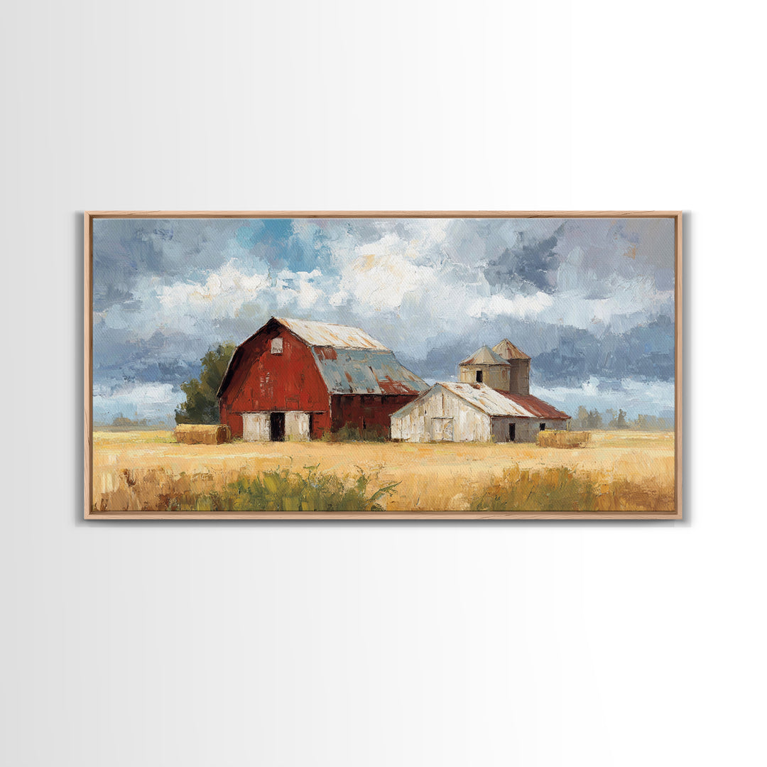 Cornfield under Dramatic Summer Clouds Canvas Print, Country Art, Room Decor, Farmhouse Decor, Oil Painting, Country, COU-2x1-62