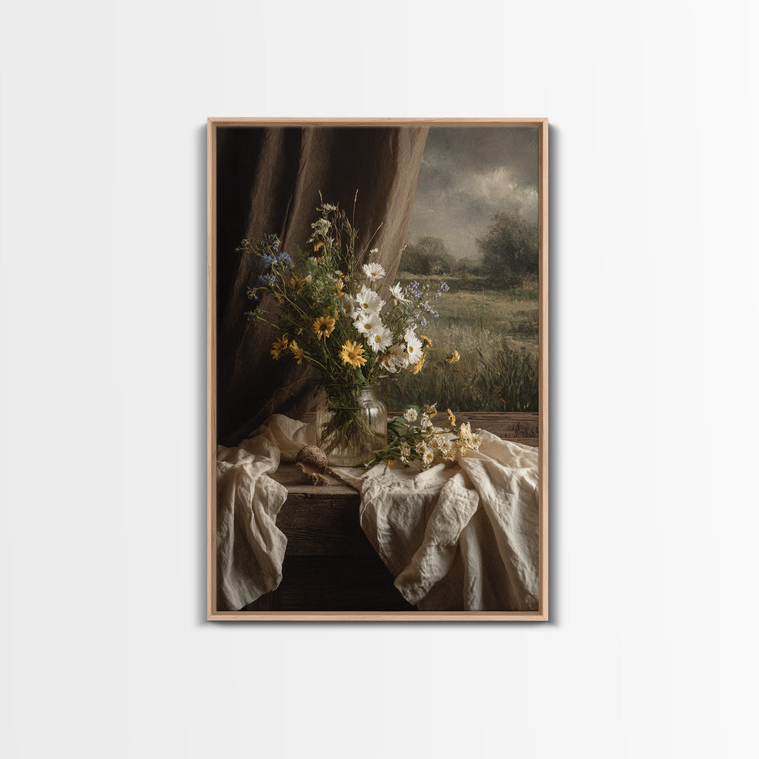 Cornfield under Dramatic Summer Clouds Framed Canvas Print, Country Art, Statement Artwork, Farmhouse Decor, Abstract Art, COU-2x3-26