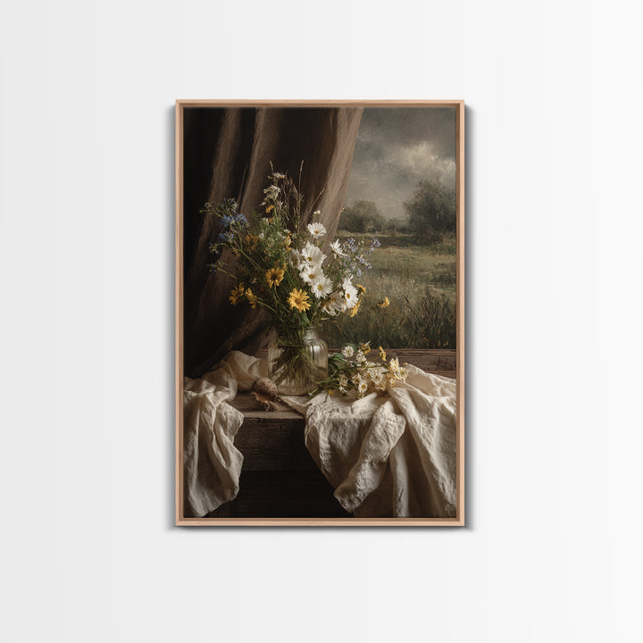 Cornfield under Dramatic Summer Clouds Framed Canvas Print, Country Art, Statement Artwork, Farmhouse Decor, Abstract Art, COU-2x3-26