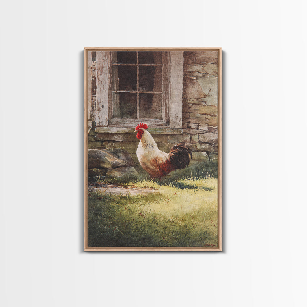 Rooster in Bold Folk Art Color Canvas Print, Country Art, Oil Painting, Farmhouse Decor, Fine Art, Country, Digital Art Prints, COU-2x3-61
