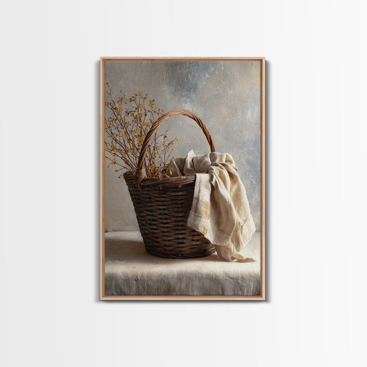 Blackberry Basket with Linen Cloth Canvas Print, Country Art, Farmhouse Decor, Abstract Art, Country, French Country, COU-2x3-77
