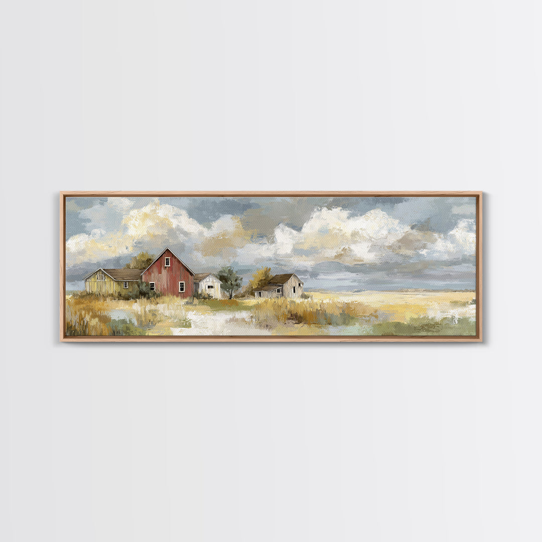 Cornfield under Dramatic Summer Clouds Framed Canvas Print, Country Art, Home Decor, Farmhouse Decor, Fine Art, Country, COU-3x1-10