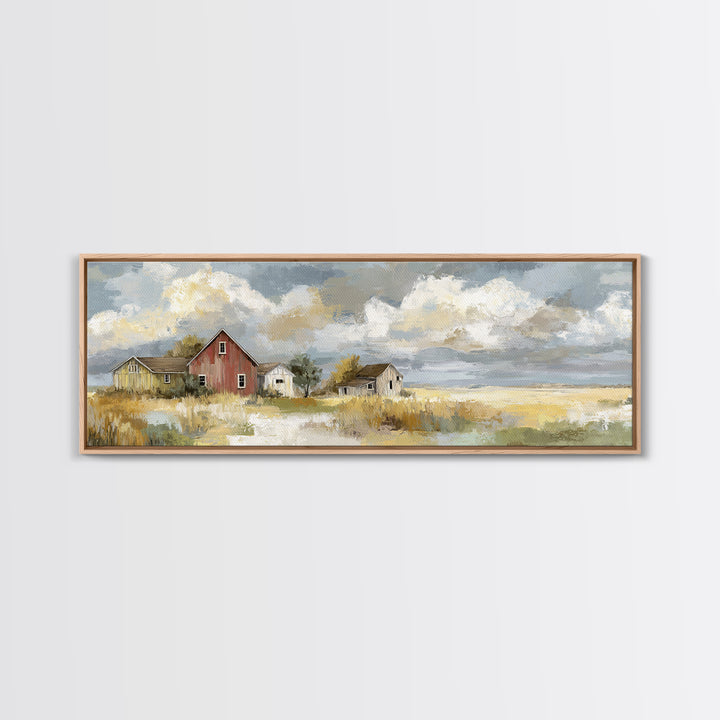 Cornfield under Dramatic Summer Clouds Framed Canvas Print, Country Art, Home Decor, Farmhouse Decor, Fine Art, Country, COU-3x1-10