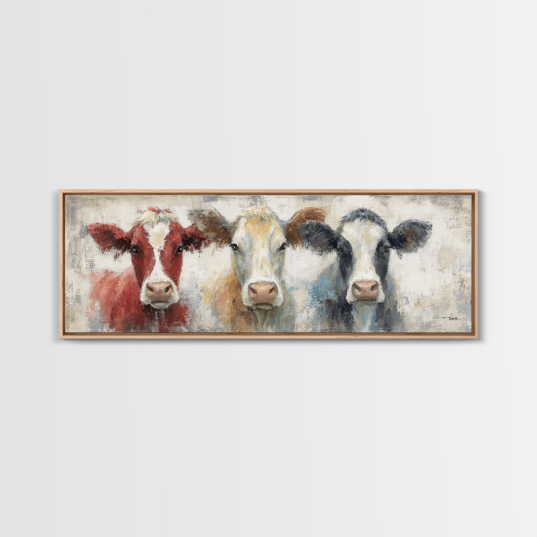 Cow Portrait with Gentle Farmhouse Personality Canvas Print, Country Art, French Country, Farmhouse Decor, Fine Art, Country, COU-3x1-20