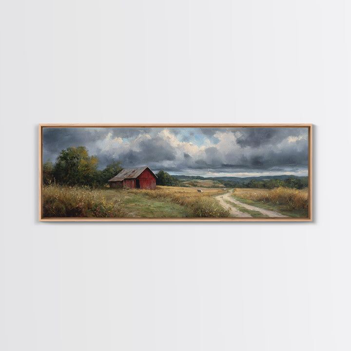Cornfield under Dramatic Summer Clouds Canvas Print, Country Art, Printable Wall Art, Farmhouse Decor, Abstract Art, Country, COU-3x1-34
