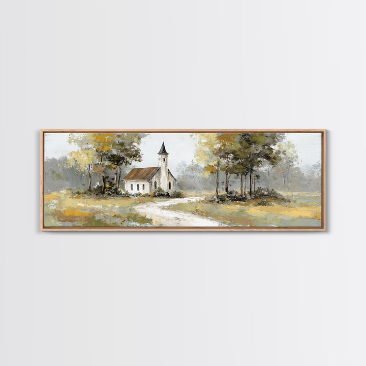 Country Church Steeple Beyond Trees Canvas Print, Country Art, Luxury Decor, Farmhouse Decor, Fine Art, Country, COU-3x1-35