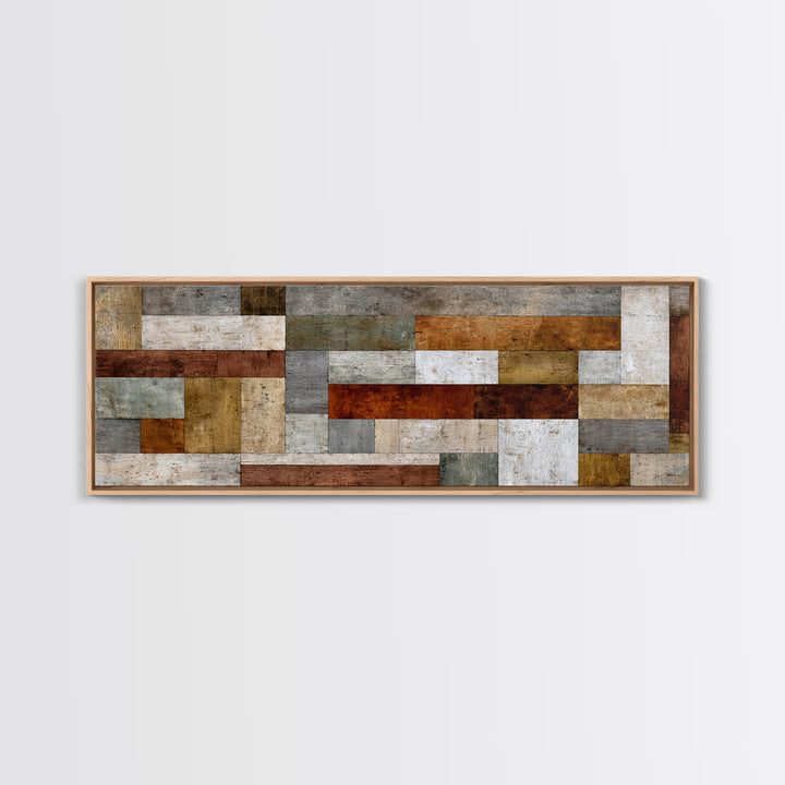 Quilt Geometric Folk Pattern Framed Canvas Print, Country Art, Room Decor, Farmhouse Decor, Fine Art, Country, COU-3x1-52