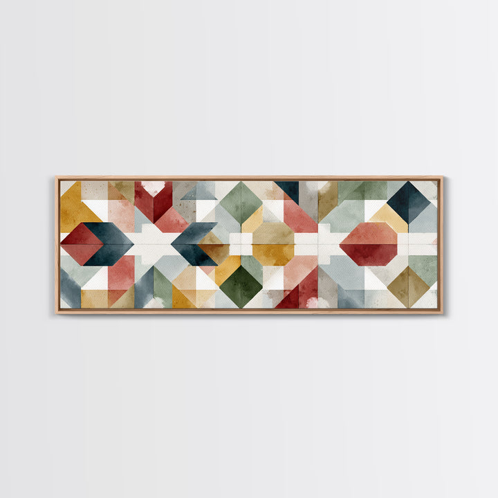 Quilt Geometric Folk Pattern Canvas Print, Country Art, Home Decor, Farmhouse Decor, Fine Art, Country, Printable Art, COU-3x1-76