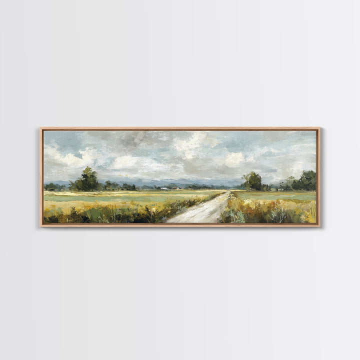 Cornfield under Dramatic Summer Clouds Framed Canvas Print, Country Art, Digital Print, Farmhouse Decor, Fine Art, Country, COU-3x1-82