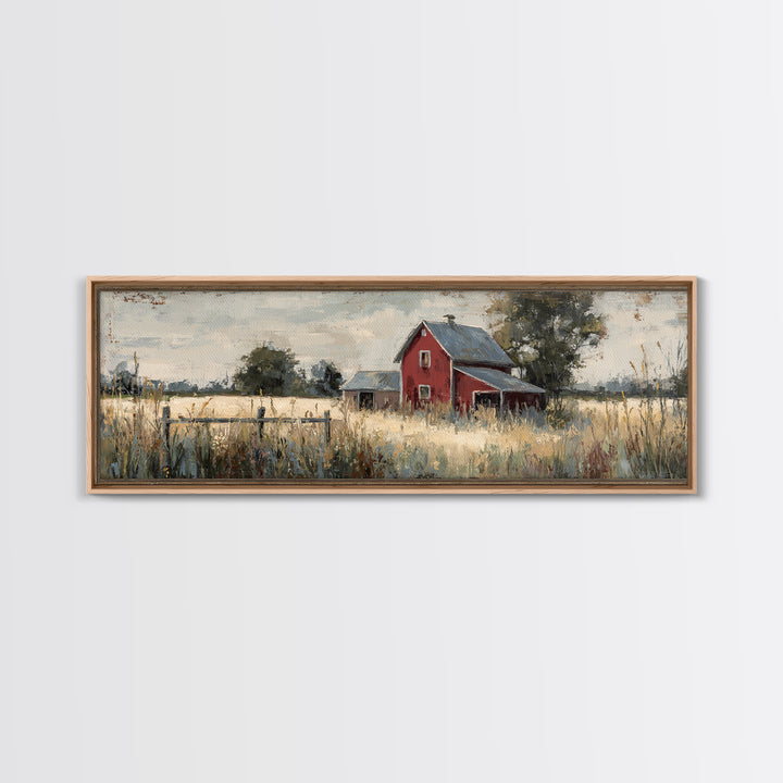Wildflower Meadow Beside an Old Fence Framed Canvas Print, Country Art, Farmhouse Wall Decor, Farmhouse Decor, Country, COU-3x1-90