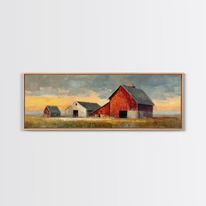 Rustic Barn Silhouette Canvas Print, Country Art, Room Decor, Farmhouse Decor, Fine Art, Country, Oil Painting, COU-3x1-91