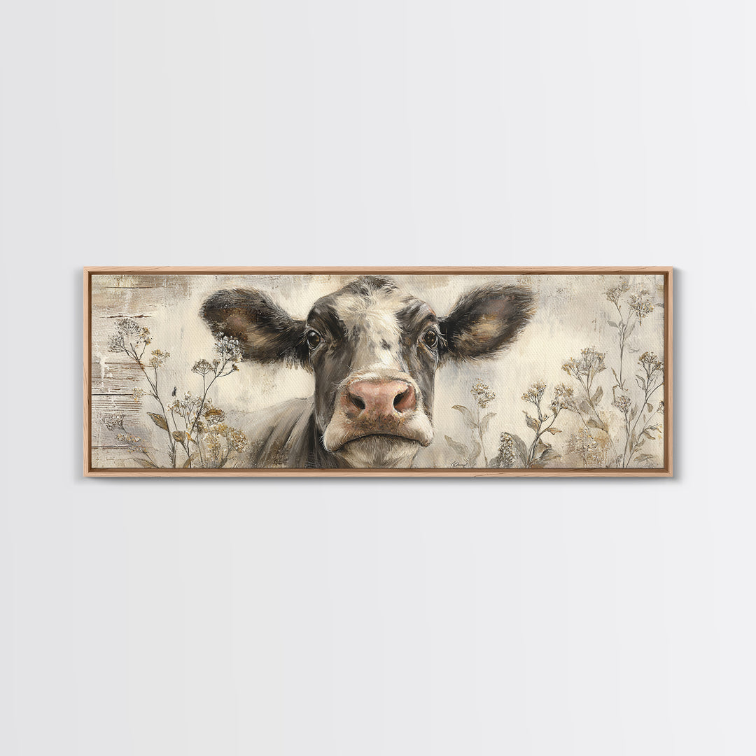 Cow Portrait with Gentle Farmhouse Personality Canvas Print, Country Art, Art Prints, Farmhouse Decor, Fine Art, Country, COU-3x1-92