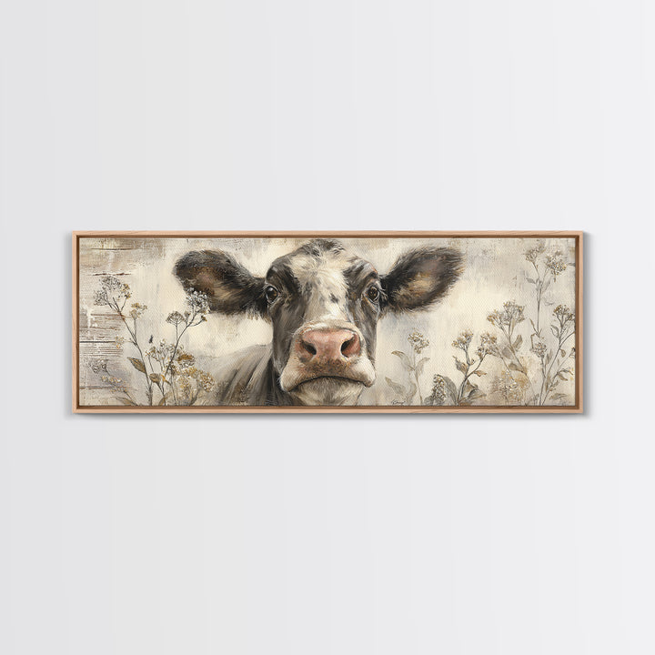 Cow Portrait with Gentle Farmhouse Personality Canvas Print, Country Art, Art Prints, Farmhouse Decor, Fine Art, Country, COU-3x1-92